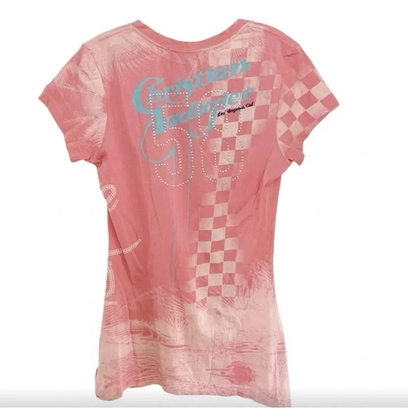 Christian Audigier/Ed Hardy Melon Garage Parts Checkered Racer Tunic/Tee NWT LG - Picture 2 of 6